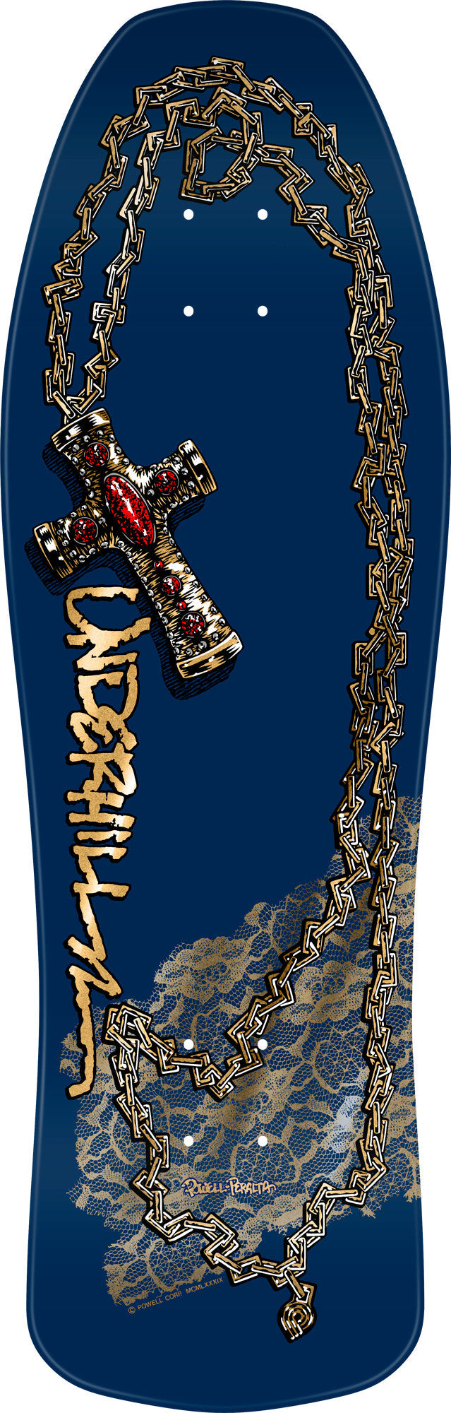 Powell Peralta OG Ray Underhill Chain & Cross Deck - 10" Navy/Gold Foil **PRE-ORDER**