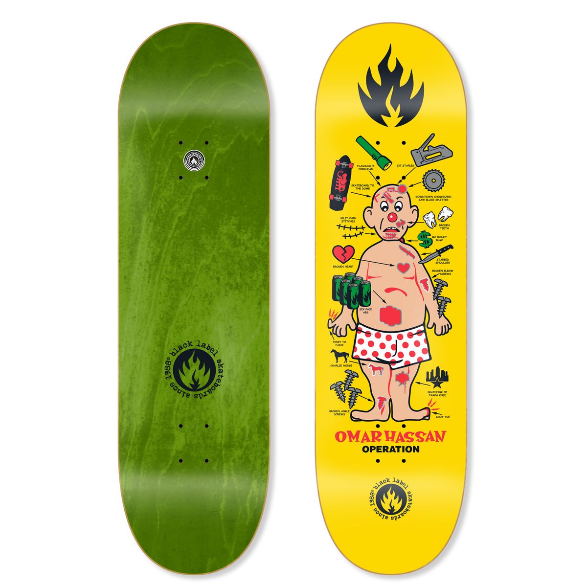 Black Label Hassan "OPERATION" 9" Skateboard Deck