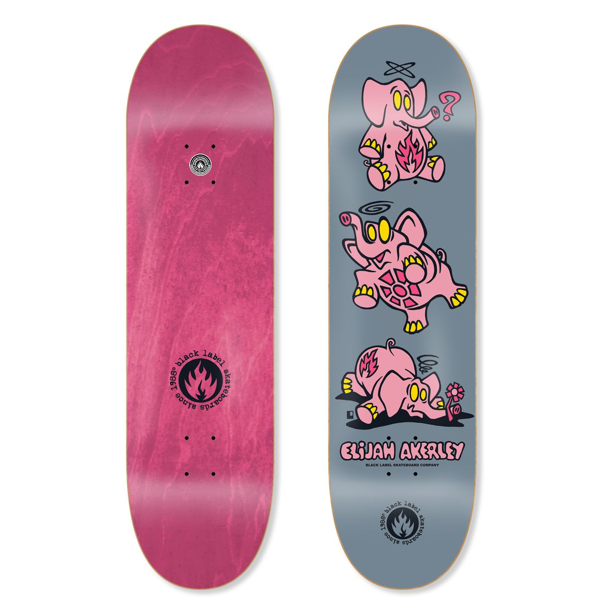 Black Label Elijah Akerley "PINK ELEPHANTS" 8.25" SKATEBOARD DECK