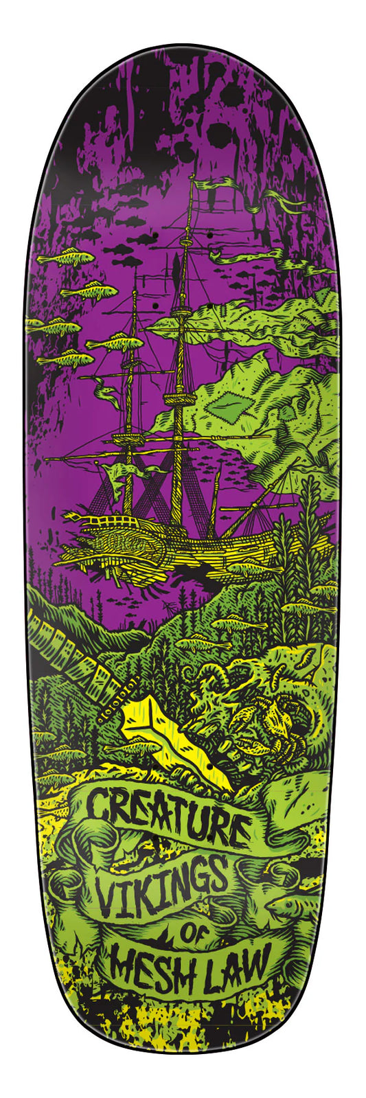 Creature Team Viking of Hesh Law XX Shaped Skateboard Deck - 9.55"
