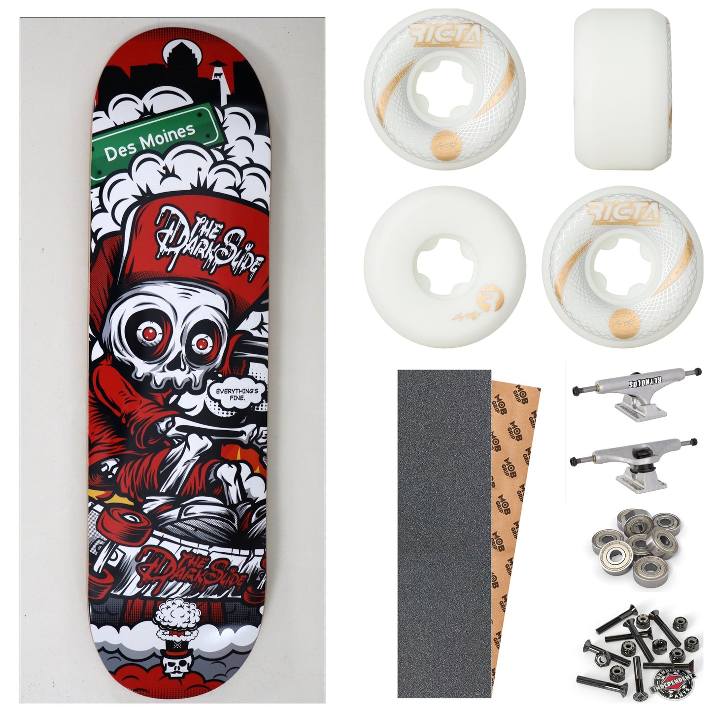 The Dark Slide x Skullduggery "Everything's Fine" 8.25" Complete Skateboard