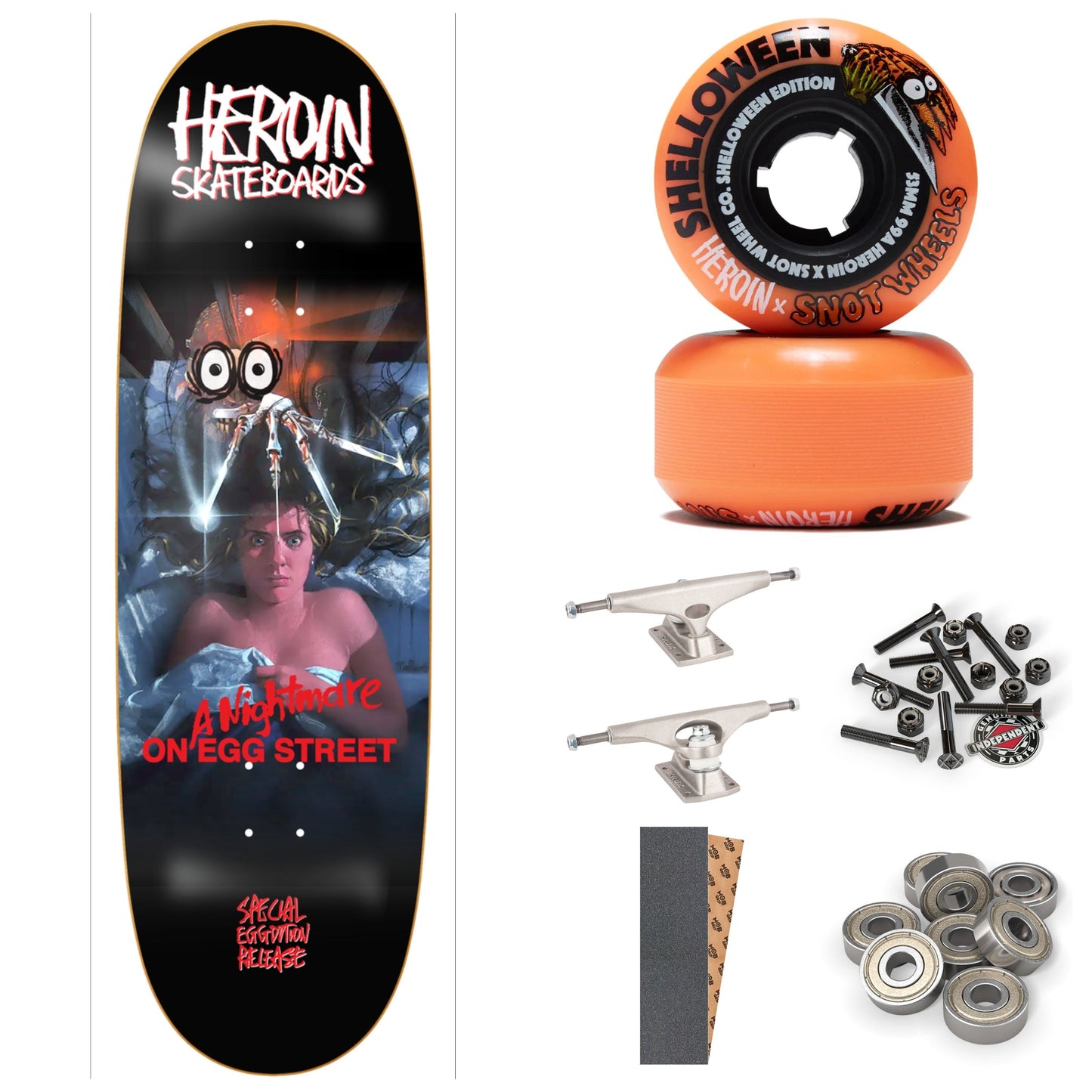 HEROIN Nightmare On Egg Street 9.875" COMPLETE SKATEBOARD